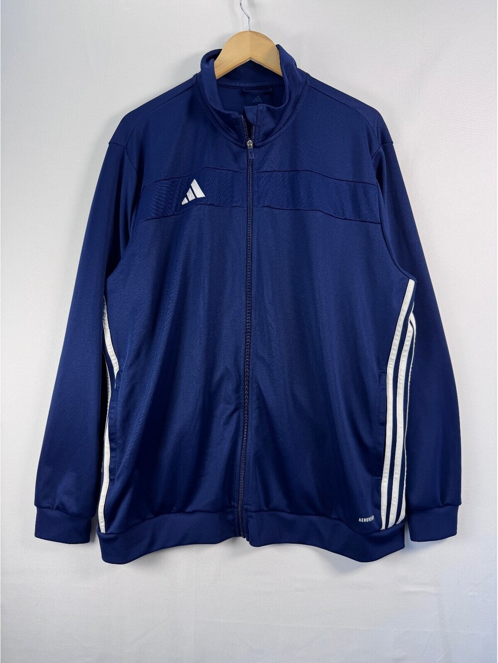 Adidas AEROREADY Track Jacket Navy Blue White 3 Stripe Soccer Full Zip Mens 2XL